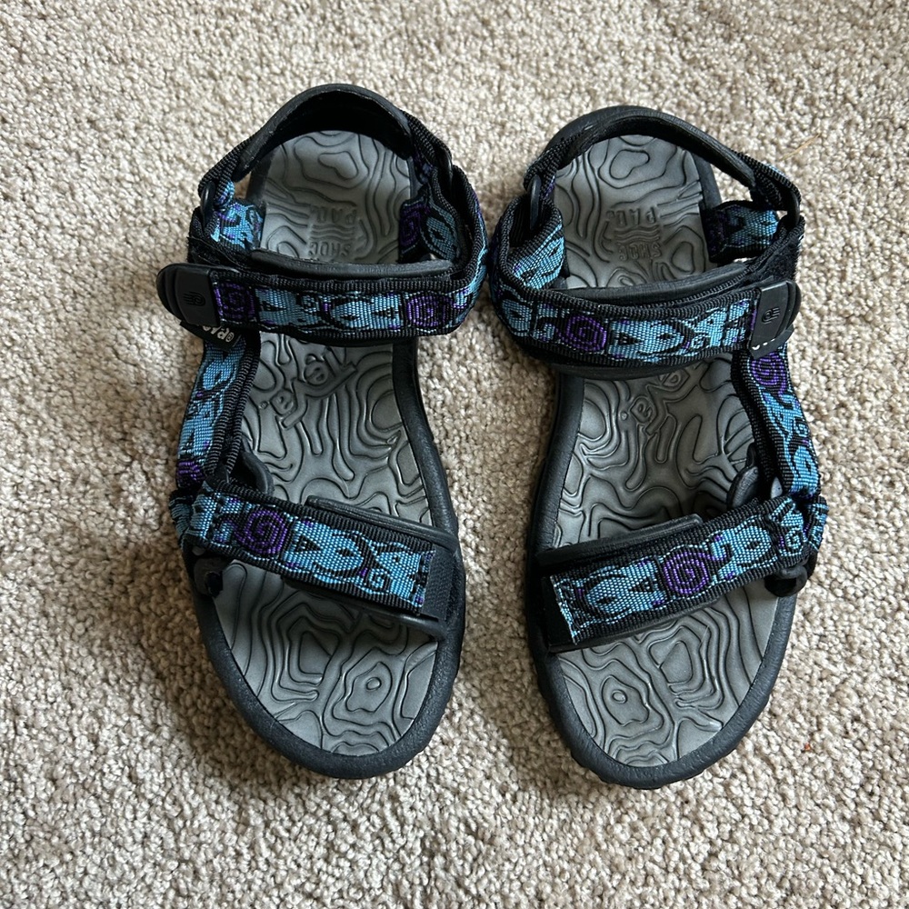 Teva Black and Blue Patterned Sandals